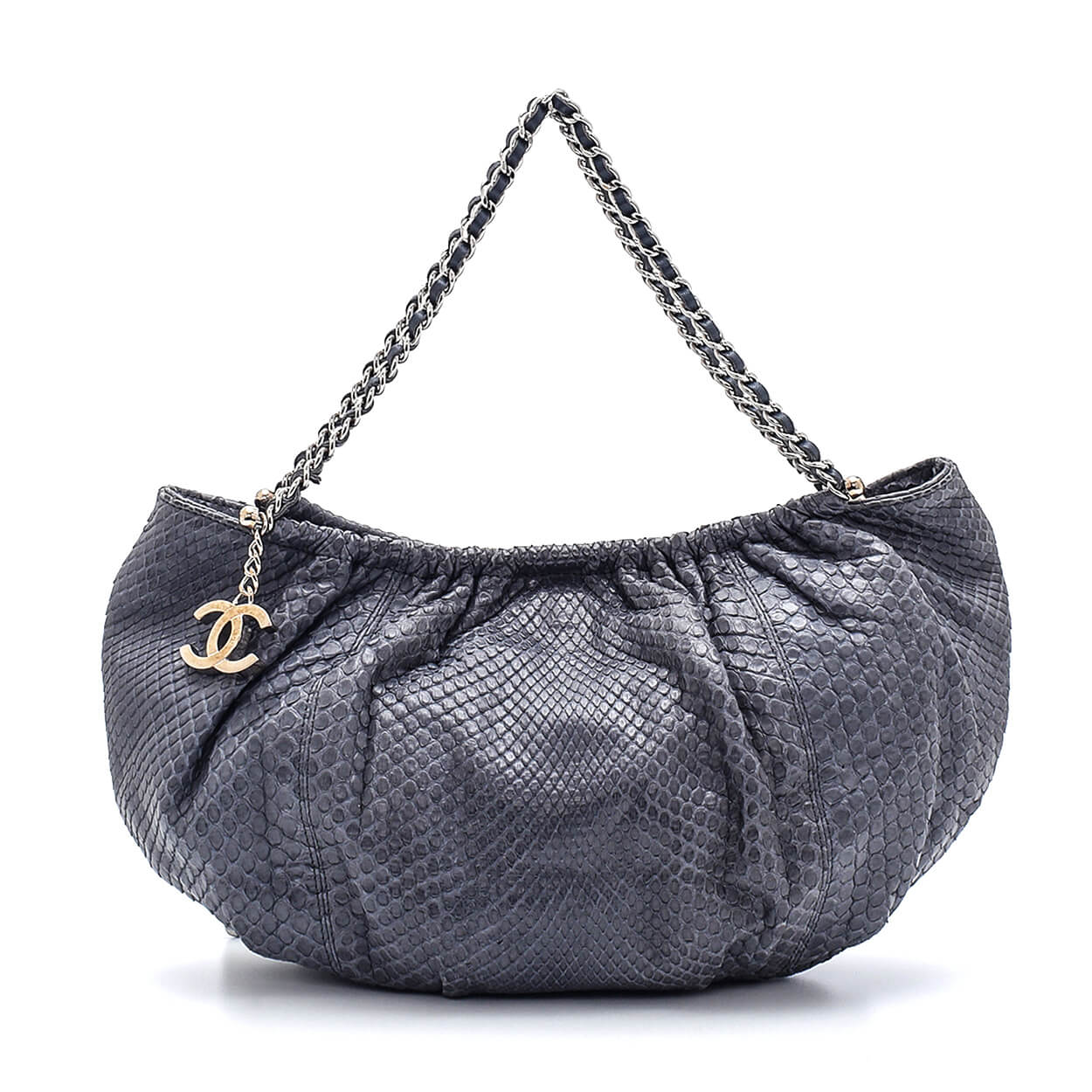 Chanel - Grey Leather Pochette Shoulder Bag